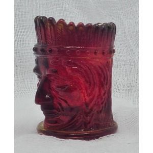 VTG 1973 Madison County Sesquicentennial Amberina Toothpick Holder Red Orange